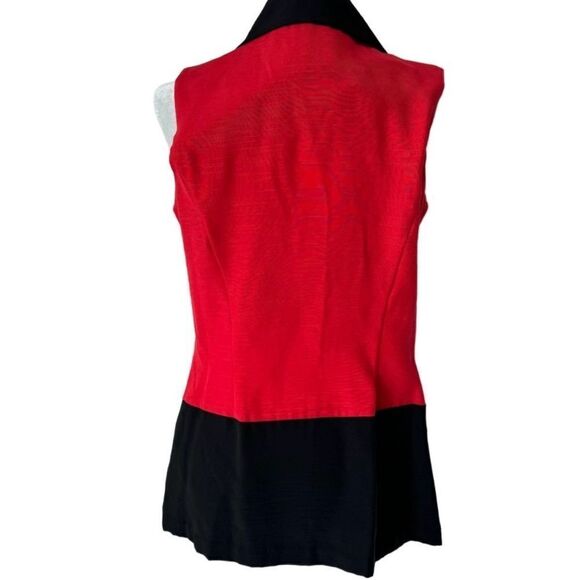 Vintage Betsy Lauren Blouse Red Black Tunic 10 - Picture 2 of 11